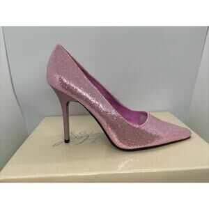 The Highest Heel Pink Glitter PU Classic 4" Pointed Toe Pump - Size 7
